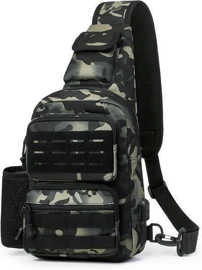 BAIGIO Tactical EDC Sling Bag Military One Strap Shoulder Backpack Molle Range Bags Chest Pack (#01-CP Black)