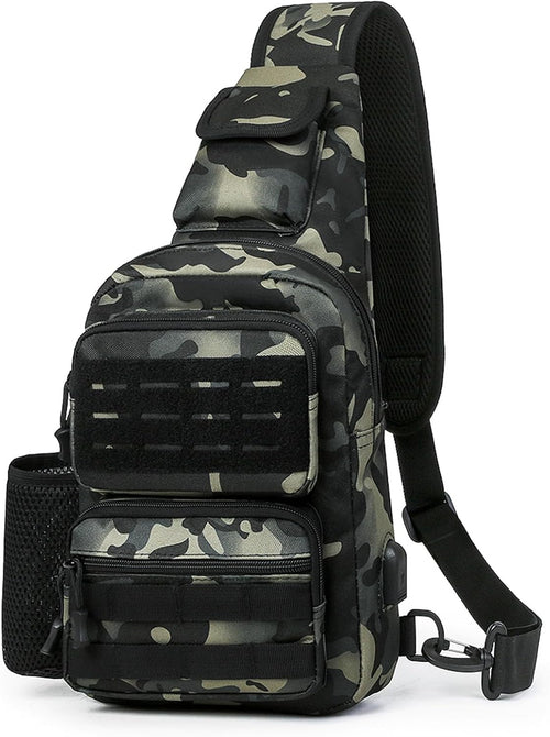 BAIGIO Tactical EDC Sling Bag Military One Strap Shoulder Backpack Molle Range Bags Chest Pack (#01-CP Black)