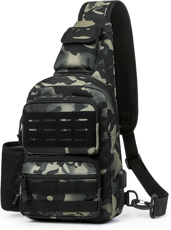 BAIGIO Tactical EDC Sling Bag Military One Strap Shoulder Backpack Molle Range Bags Chest Pack (#01-CP Black)