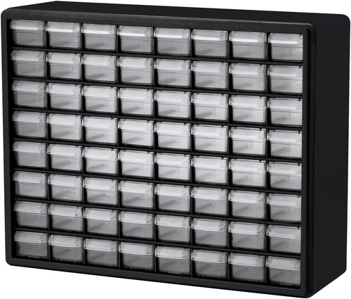 Akro-Mils 44-Drawer Plastic Drawer Storage Cabinet for Garage Organization, Bead Organizer, Building Bricks Storage, Teacher Toolbox, Makeup Organizer, 20-Inch W x 6-Inch D x 16-Inch H, 10144 Black