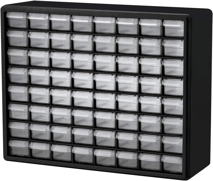 Akro-Mils 44-Drawer Plastic Drawer Storage Cabinet for Garage Organization, Bead Organizer, Building Bricks Storage, Teacher Toolbox, Makeup Organizer, 20-Inch W x 6-Inch D x 16-Inch H, 10144 Black