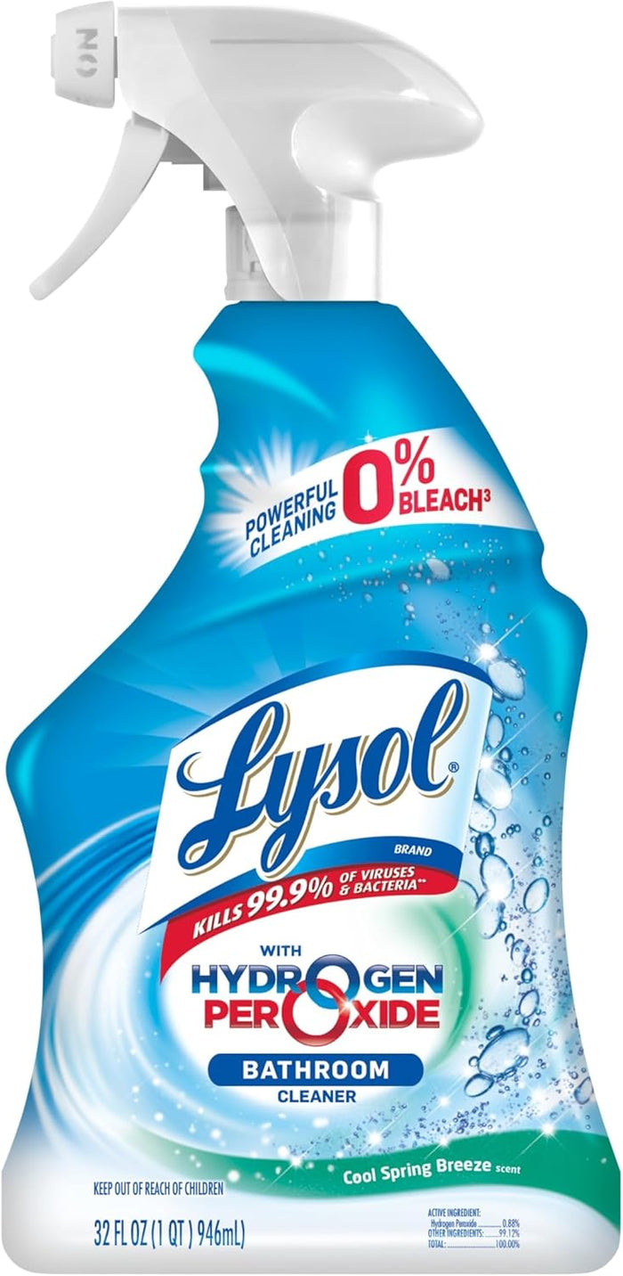 Lysol Power Foaming Bathroom Cleaner, Multipurpose Cleaner For Showers, Bathtubs, Sinks, Disinfectant Spray Kills 99.9% Of Germs, Zero Bleach Cleaning Spray, 32 Oz.