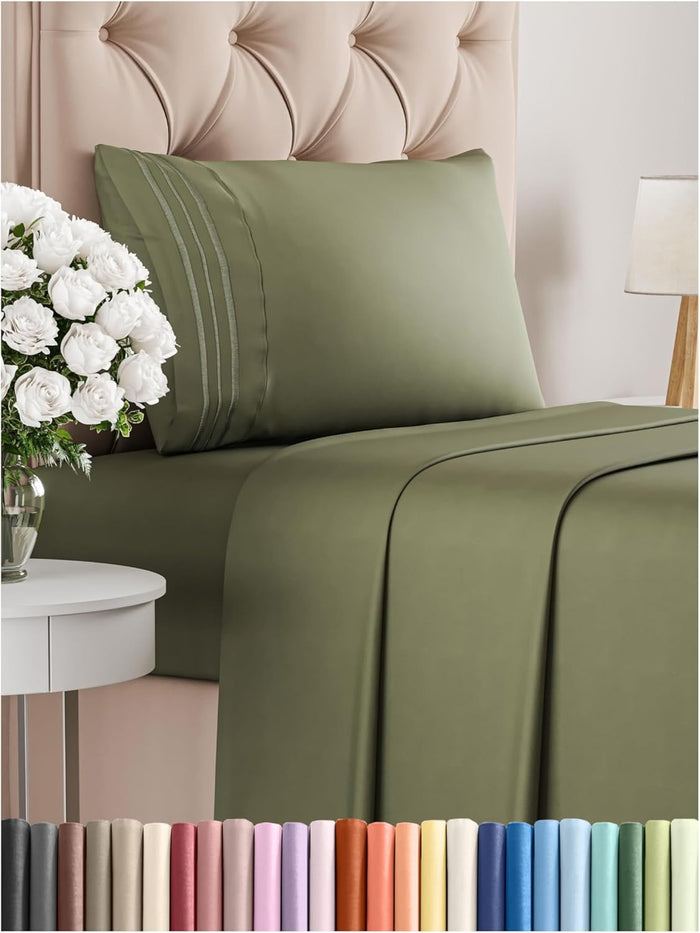 Twin Size 3 Piece Sheet Set - Comfy Breathable & Cooling Bed Sheets Set - Hotel Luxury Bedding for Women, Men, Kids, Teens, Boys & Girls - Deep Pockets, Soft, Wrinkle Free - Oeko-Tex - Beige Stripes 2