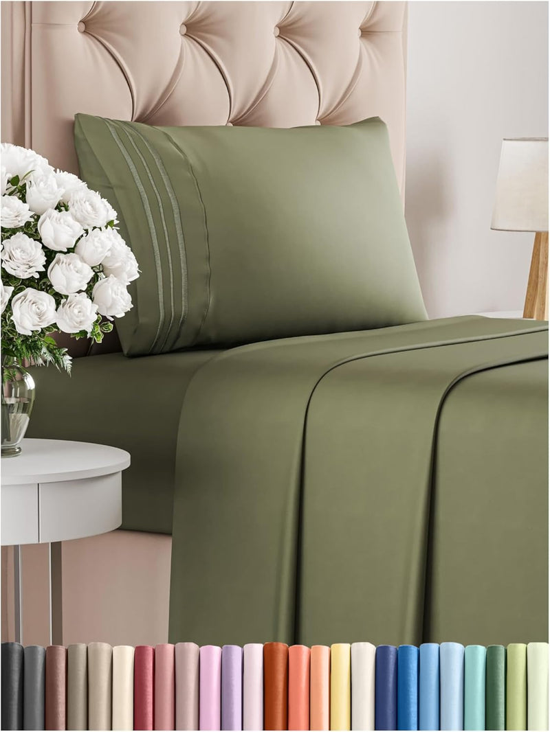Queen Size 4 Piece Sheet Set - Comfy Breathable & Cooling Bed Sheets Set - Hotel Luxury Bedding for Women, Men, Kids, Teens, Boys & Girls - Deep Pockets, Soft, Wrinkle Free - Oeko-Tex - Blue Stripes 3