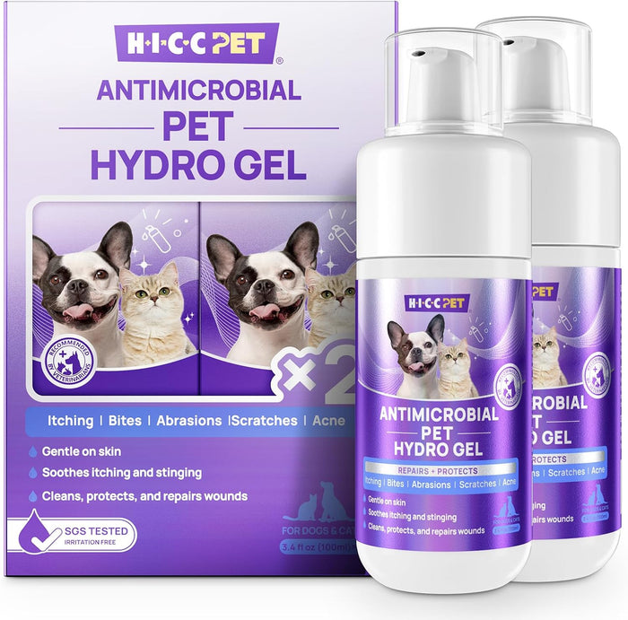 HICC PET Dog Wound Care Hydro Gel, Heals Wounds, Hot Spot Treatment for Dogs, Soothes Inflammation, Prevents Infection, Treats Bites, Scratches & Skin Ulcers, Cat Wound Care Solution, 3.4 Ounces