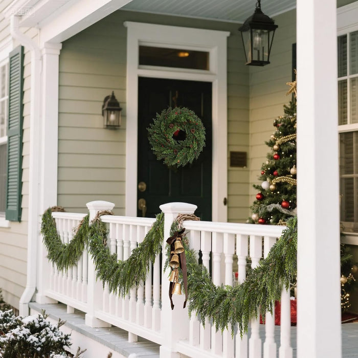 Waipfaru 2 Pcs 6 Ft Christmas Cedar Garland, Real Touch Pine Garlands, Artificial Realistic Faux Greenery Garland for Xmas Home Mantle Fireplace Wall Indoor Outdoor Christmas Decorations