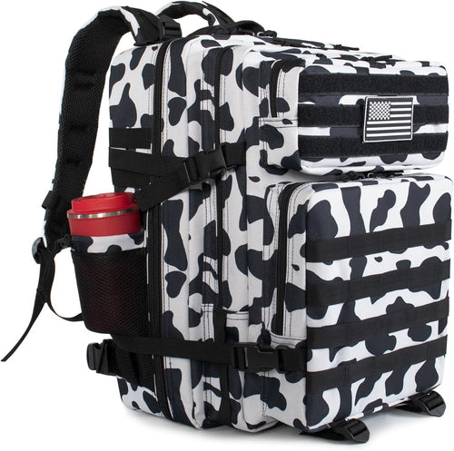 45L Military Tactical Backpack 3 Day Molle Assault Pack Large Army Bug Out Bag Rucksack Daypack for Men Outdoor Hiking Army Camping Hunting, Cow Print