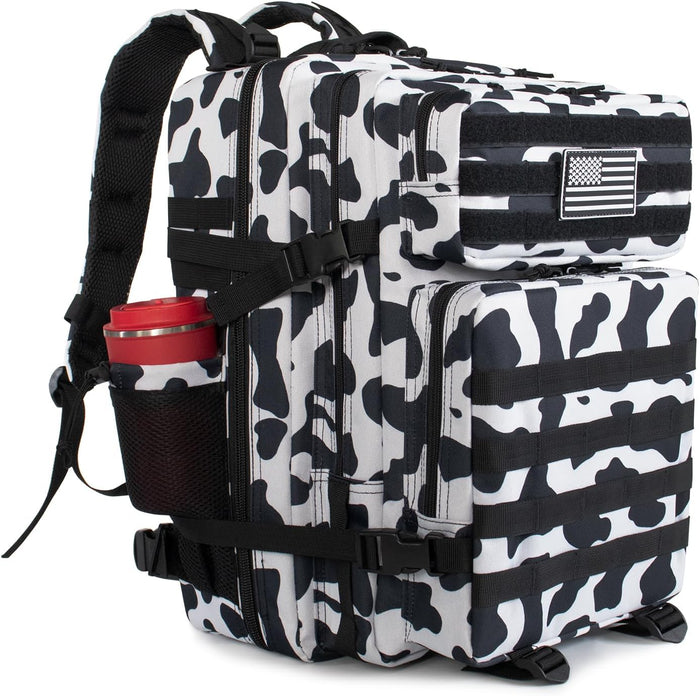 45L Military Tactical Backpack 3 Day Molle Assault Pack Large Army Bug Out Bag Rucksack Daypack for Men Outdoor Hiking Army Camping Hunting, Cow Print