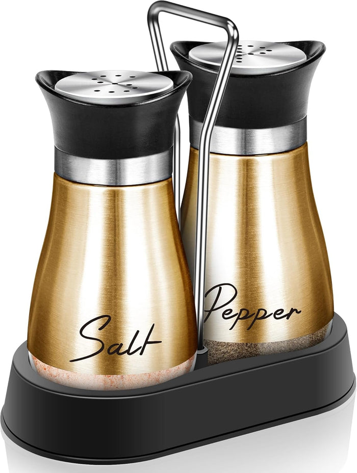 Pink Salt and Pepper Shakers Set with Holder,4 oz Kitchen Decor and Accessories Home Essentials Cute Household Items for Mother's Day Housewarming Gift Refillable Design (Pink)