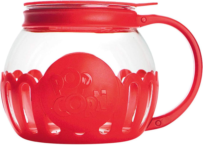 Ecolution Patented Micro-Pop Microwave Popcorn Popper with Temperature Safe Glass, 3-in-1 Lid Measures Kernels and Melts Butter, Made Without BPA, Dishwasher Safe, 3-Quart, Aqua