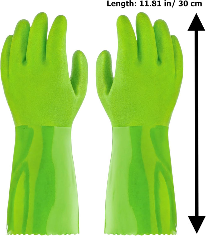kitchen-star Ultimate Rubber Household PVC Gloves with Comfortable Cotton Lining, Anti-Slip surface, Kitchen Dishwashing, Extra Thickness, Kitchen Cleaning, Working, Painting, Pet Care (Small, Green)