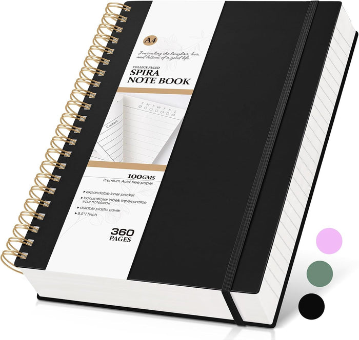 Pink Spiral Notebook Journal,360 Pages College Ruled Notebook, Lined Thick Journals for Women Men,A5 Thick Spiral Journal for Writing,100GSM Paper, Spiral Notebooks for Work School 5.5"x8.5"