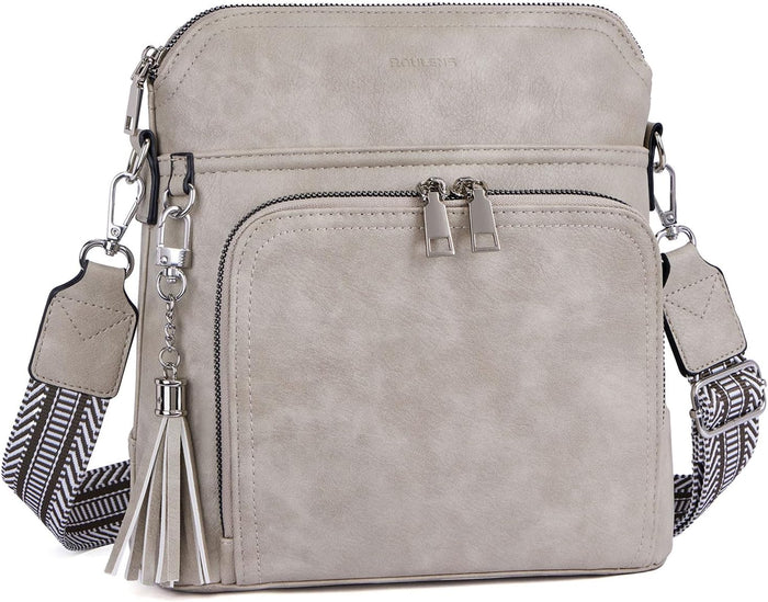 Roulens Crossbody Purse for Women Vegan Leather Medium Crossbody Wallet Bag for Travel Women Shoulder Handbags with Tassel