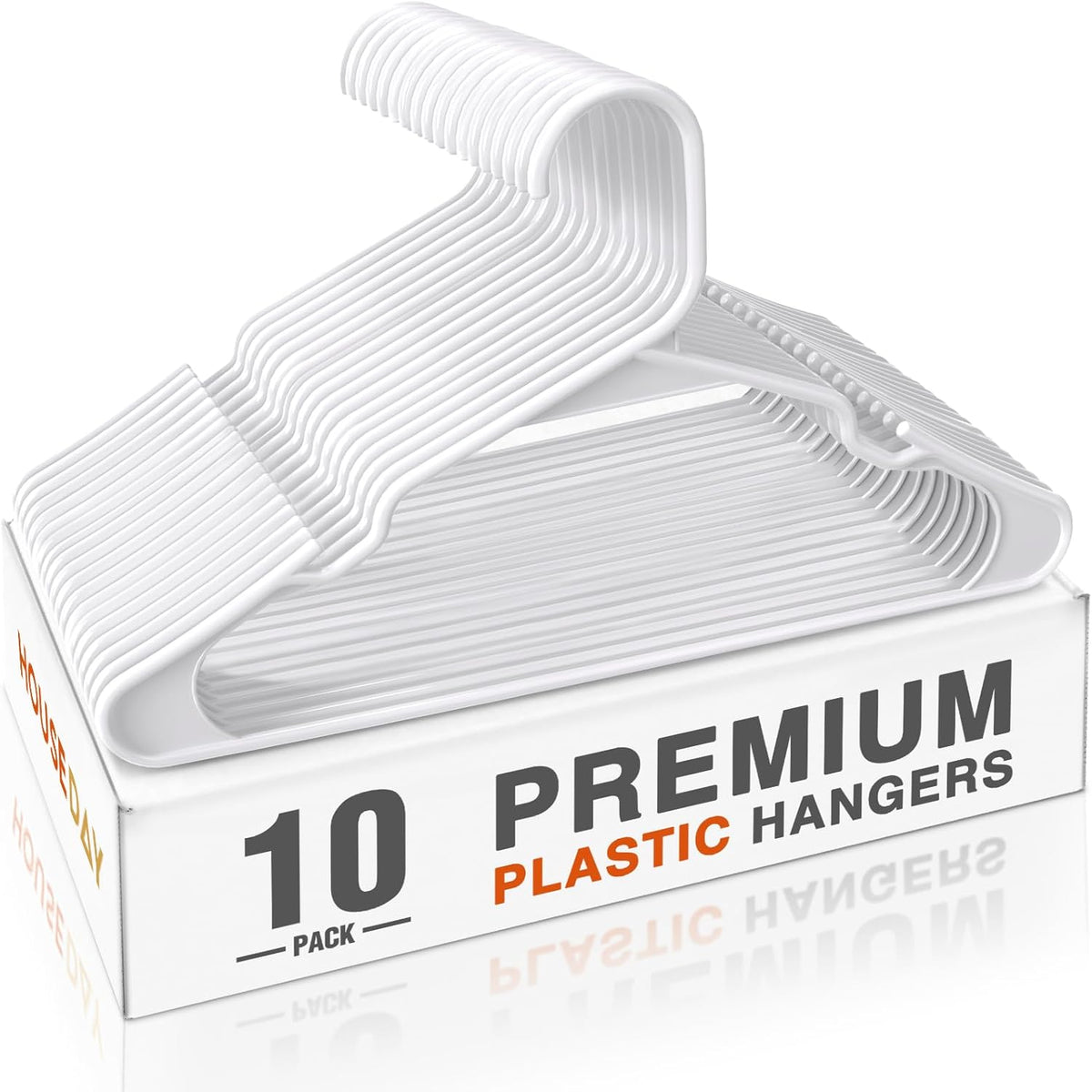 HOUSE DAY Plastic Hangers 20 Pack - White Clothes Hangers with Non-Slip Shoulder Grooves, Durable and Sturdy T-Shirt, Dress, Coat Hanger, Space Saving Design Perfect for Closet Organizers and Storage