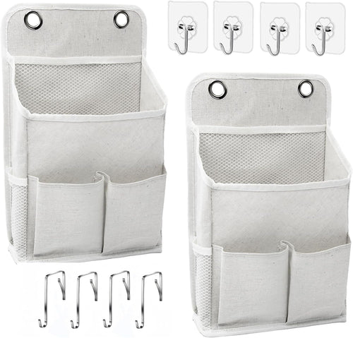 2-Pack Hanging Storage Organizer, Over The Door Hanging Bags/Wall Baskets Storage with Pockets for Home, RV, Office and More (2, Grey)