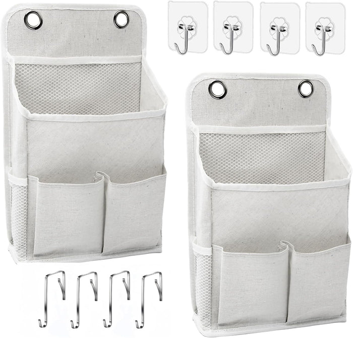 2-Pack Hanging Storage Organizer, Over The Door Hanging Bags/Wall Baskets Storage with Pockets for Home, RV, Office and More (2, Grey)