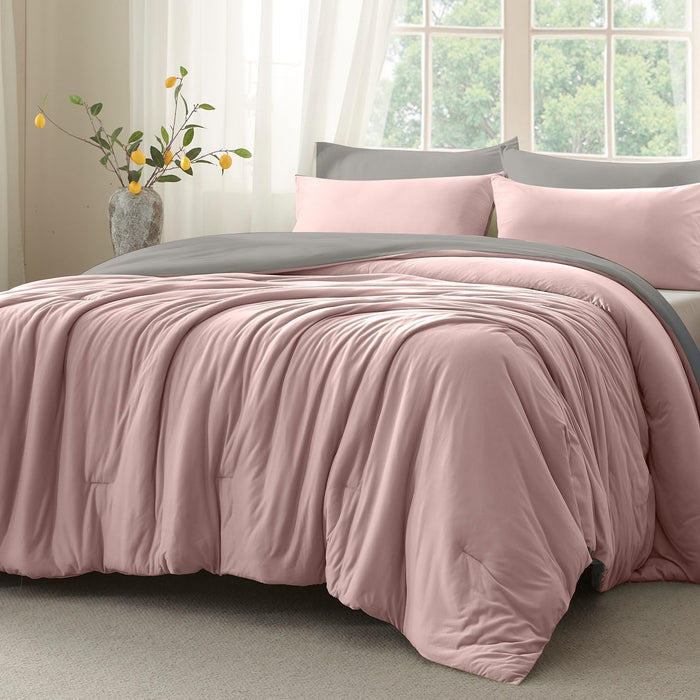 Queen Comforter Set, Comforters Queen Size Luxury Ultra-Soft Jersey Knit Bedding Sets, Dark Grey Lightweight Down Alternative Bed Comforte Queen for All Season, 3 Piece Bedding Setrey