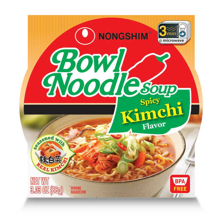 Nongshim Ramen Noodles, Gourmet Instant Ramen bowl, Premium Microwavable Noodle Soup, Hot & Spicy, 3.03 Ounce (Pack of 6)