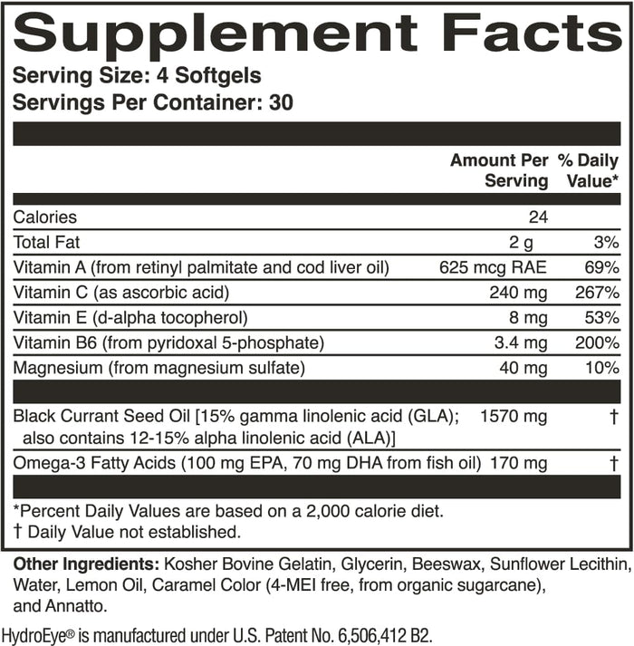 ScienceBased Health HydroEye Dry Eye Supplement – Clinically Tested Formula with GLA, EPA and DHA – Eye Comfort & Tear Film Support – 120 Softgels