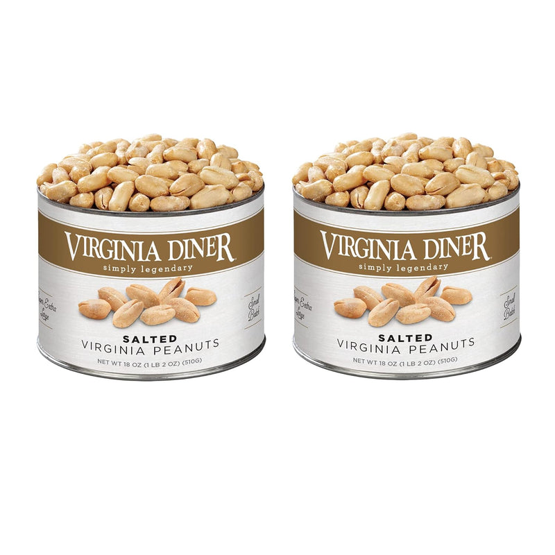 Virginia Diner Natural XL Blister Roasted Virginia Peanuts, Heart Healthy, All Natural, 36 Ounce Tin (2.25 Pound Salted)