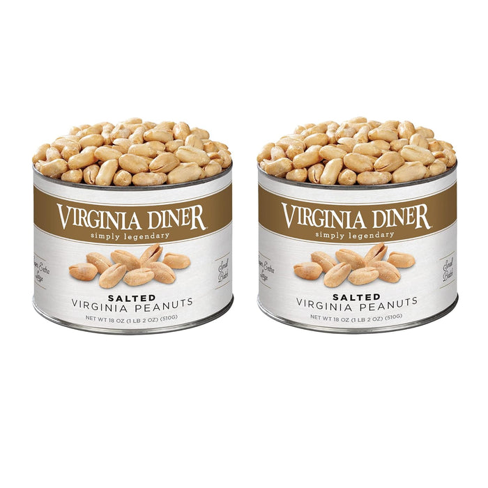 Virginia Diner Natural XL Blister Roasted Virginia Peanuts, Heart Healthy, All Natural, 36 Ounce Tin (2.25 Pound Salted)