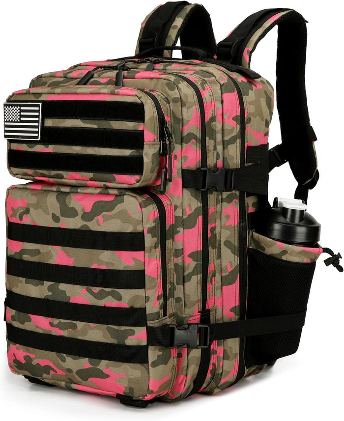 25L Tactical Backpack Military Tactical Backpack for Men and Women Small Assault Pack Outdoor Travel Hiking Camping Rucksack with Molle Webbing (Cow Print)