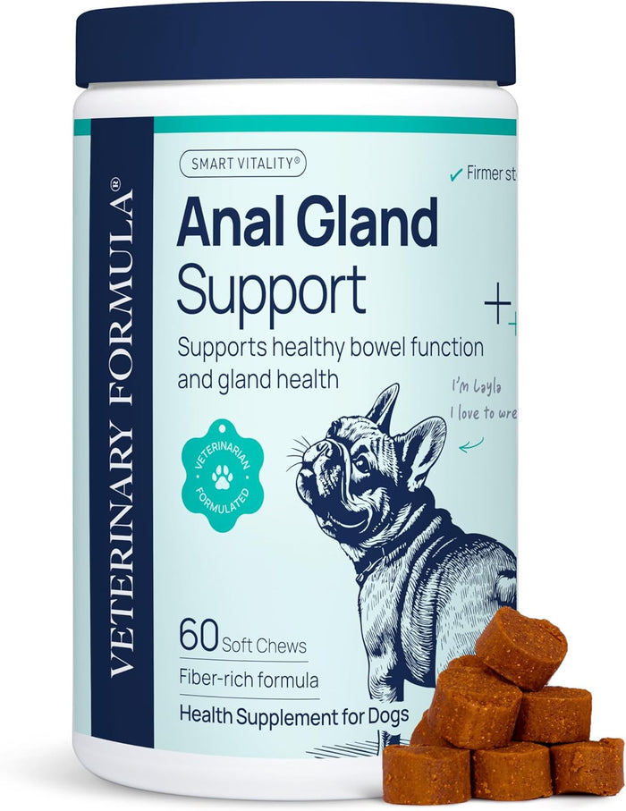 Veterinary Formula Gut Health Supplement for Dogs – Vet-Formulated Probiotic Chews with Digestive Enzymes & Fiber – Smart Vitality Supports Digestive Health, Gut Balance & Stool Quality, 60 Soft Chews