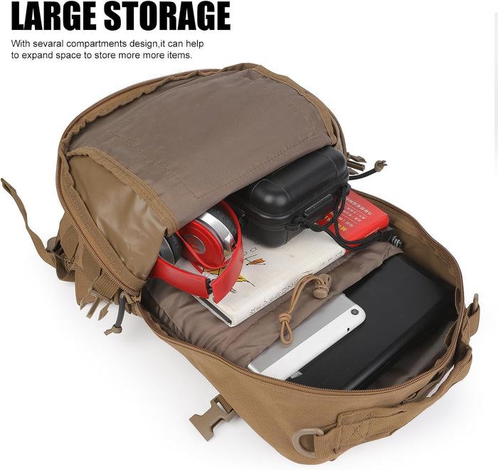 Small Tactical Backpack 12L Molle Bag Rucksack Army Daypack Military Daypack for Outdoor,Hiking (Tan)