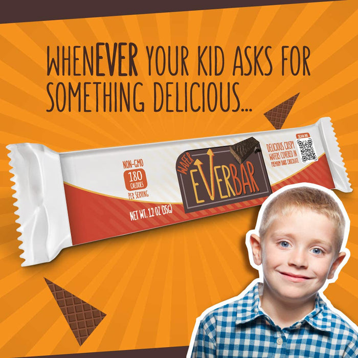 EverBar - Dark'n Crispy Chocolate Bars, 24 Count | Non-GMO, Dark Chocolate Wafer Candy Bar | On the Go | With Coffee or Tea | Healthy Snack | Bite-Size Premium Wafer Chocolate 24 Count (Pack of 1)