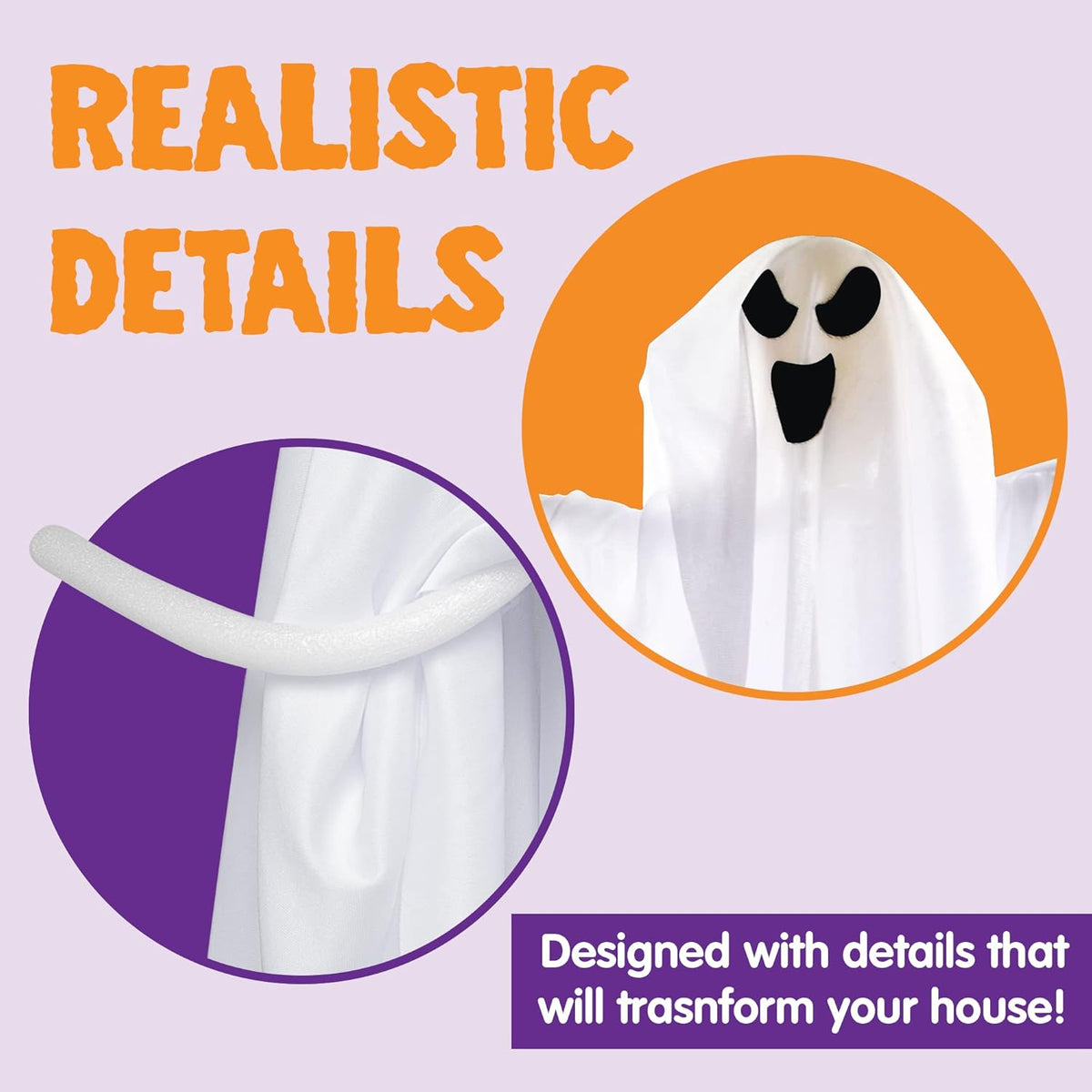 JOYIN 3 Pack Halloween Party Decoration 27.5" Hanging Ghosts, Cute Flying Ghost for Front Yard Patio Lawn Garden Party Décor and Holiday Decorations
