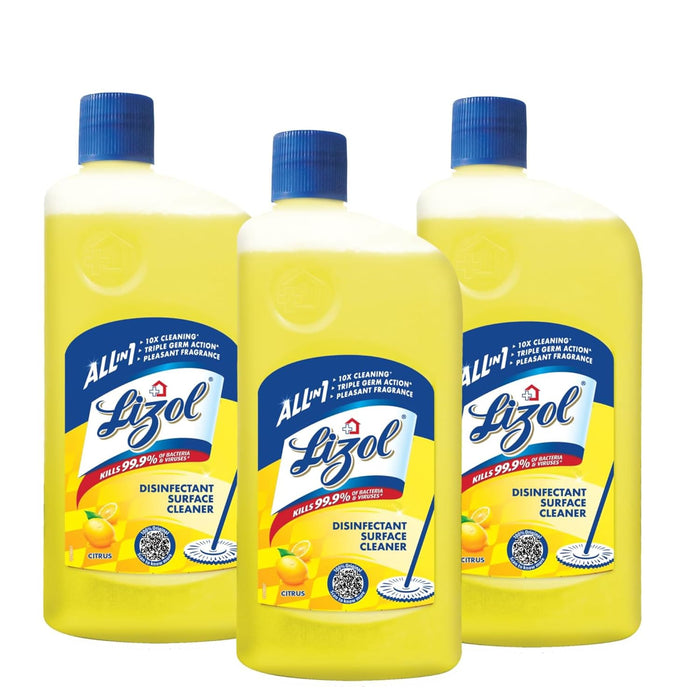 Lizol Disinfectant Surface & Floor Cleaner Liquid, Citrus - 1 Litre | Suitable for All Floor Cleaner Mops | Kills 99.9% Germs| India's #1 Floor Cleaner