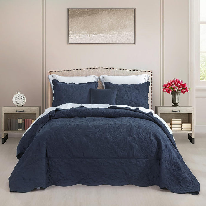 HZ & HY Oversized King Bedspread 128x120 Extra Wide, Quilted Coverlet Bedding Set, Lightweight Thin Comforter, Reversible, 5 Piece, 100% Microfiber, Mocha