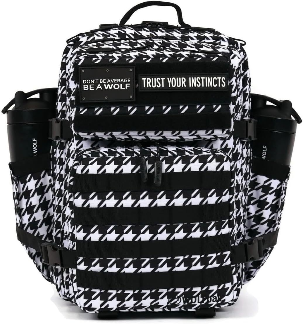 WOLFpak 35L Athletic Gym Backpack - Durable 1000D Waterproof Oxford Material with MOLLE Webbing, Laptop Pocket & Dual Cup Holders, Durable Fitness/Travel/Military Daypack (Black Neon Pink)