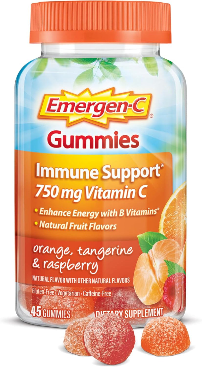 Emergen-C 750mg Vitamin C Gummies for Adults, Immune Support Gummies, Gluten Free, Strawberry, Lemon and Blueberry Flavors - 45 Count