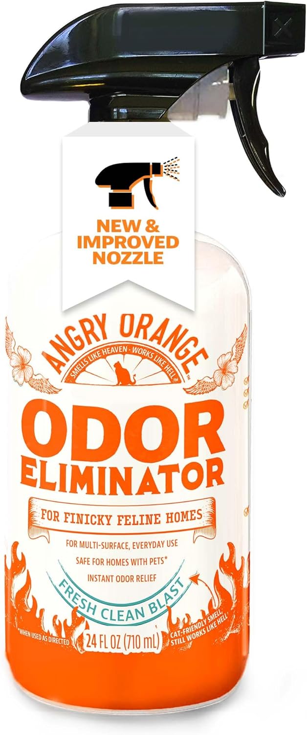 ANGRY ORANGE Pet Odor Eliminator for Dog and Cat Urine, Carpet Stains, and Strong Smells – Citrus Cleaner with Natural Orange Oil – 24 oz