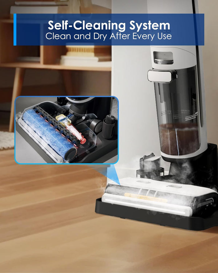 Tineco Floor ONE S7 Steam Cordless Wet Dry Vacuum Steam Mop All-in-One, Floor Washer for Sticky Mess Clean Up on Hard Floors with Digital Display, Self-Cleaning, Edge Cleaning, Safe for Kids & Pets