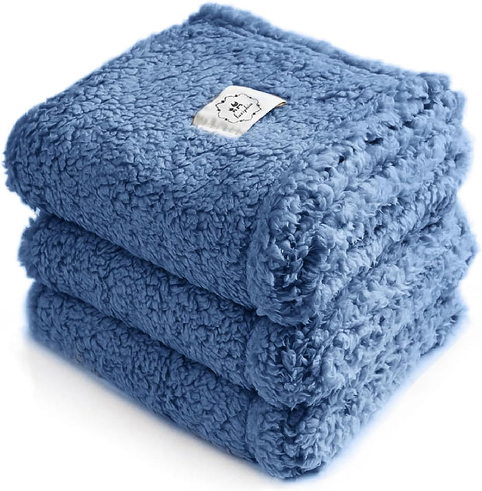 1 Pack 3 Calming Blankets Fluffy Premium Fleece Pet Blanket Soft Sherpa Throw for Dog Puppy Cat Beige Small (23" x16'')