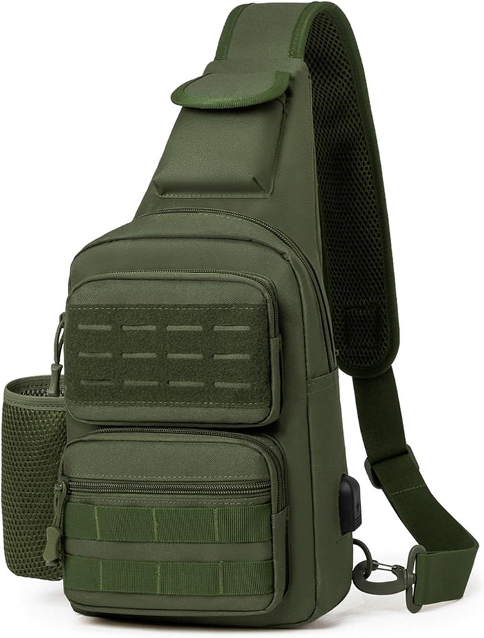 BAIGIO Tactical EDC Sling Bag Military One Strap Shoulder Backpack Molle Range Bags Chest Pack (#01-CP Black)