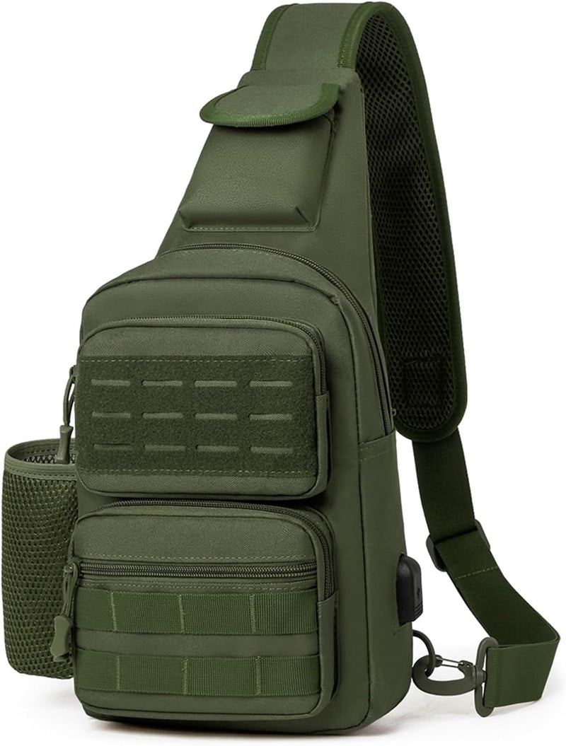 BAIGIO Tactical EDC Sling Bag Military One Strap Shoulder Backpack Molle Range Bags Chest Pack (#01-CP Black)