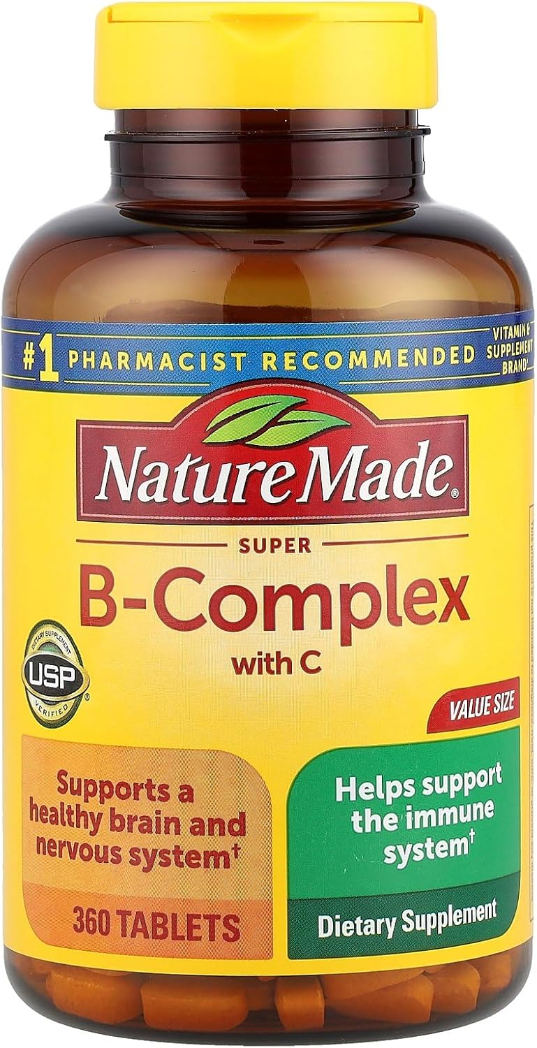 Nature Made Super B Complex with Vitamin C and Folic Acid, Dietary Supplement for Immune Support, 140 Tablets, 140 Day Supply