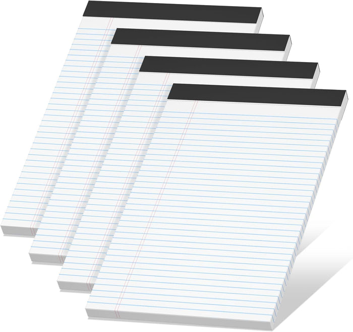 White Legal Pads 8.5 x 11 Narrow Ruled, 3 Pack Notepads College Ruled Pads of Paper With Sturdy Back 37 Lines 70 GSM Paper, Writing Note Pads 30 Sheets Per Writing Pad for Taking Notes, Reminders
