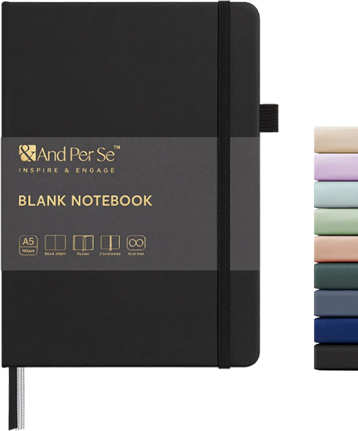 &And Per Se Lined Journal Notebook, 160 Pages, A5 5.7 x 8 inches College Ruled Thick Paper Notebook Journals for Writing, Hardcover Notebooks for Women Men Office School (1 Pack, Green)
