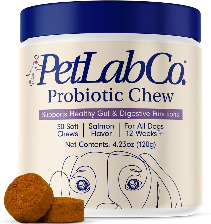PetLab Co. Probiotics for Dogs, Support Gut Health, Occasional Diarrhea, Digestive Health & Seasonal Allergies - Pork Flavor - 30 Soft Chews - Packaging May Vary