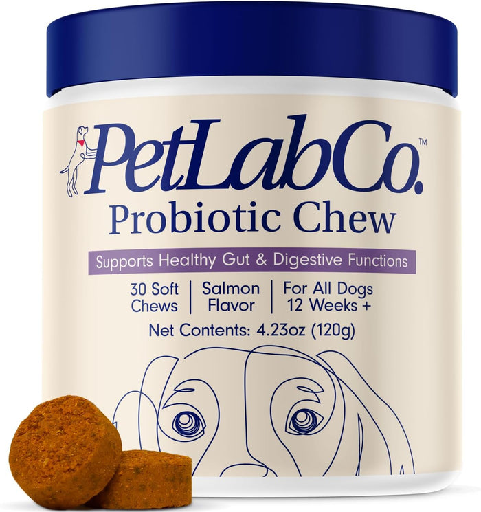PetLab Co. Probiotics for Dogs, Support Gut Health, Occasional Diarrhea, Digestive Health & Seasonal Allergies - Pork Flavor - 30 Soft Chews - Packaging May Vary