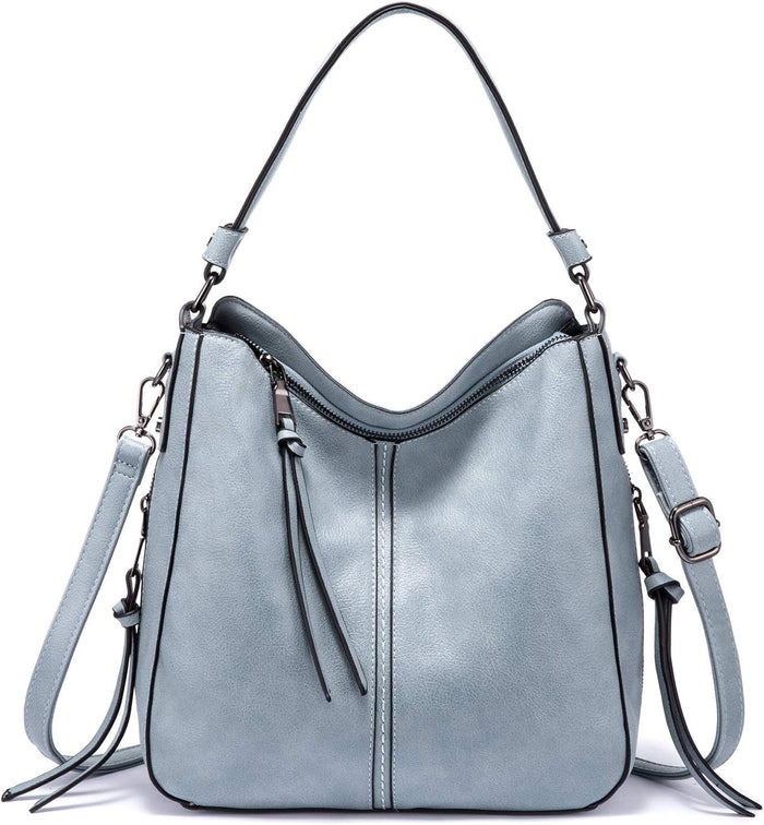 Realer Hobo Crossbody Bags for Women Designer Faux Leather Hobo Handbags Retro Large Size Shoulder Bag Bucket Purse