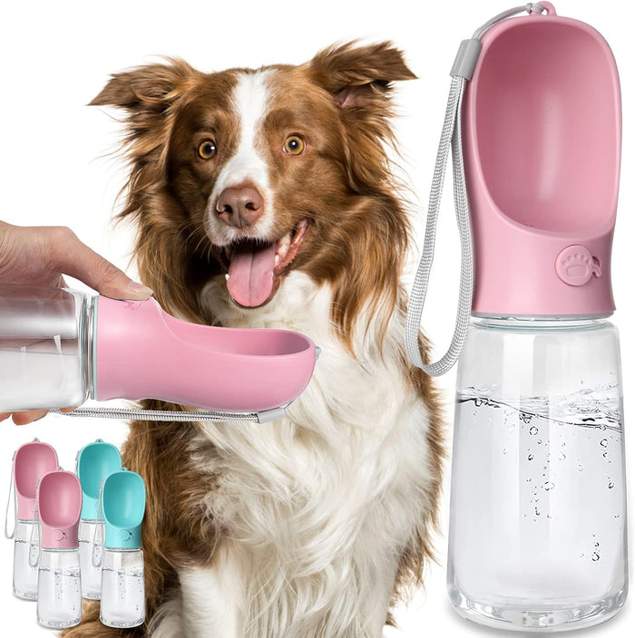 Kalimdor Dog Water Bottle, Leak Proof Portable Puppy Water Dispenser with Drinking Feeder for Pets Outdoor Walking, Hiking, Travel, Food Grade Plastic (19oz Blue)
