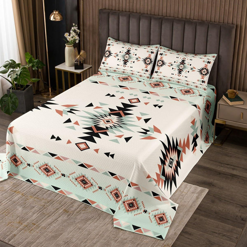 Western Dragon Kids Bedspread King Size,Blue Dragon Reading Book Bookshelf Coverlet Set,Boys Girls Room Decor,Geometric Patchwork Abstract Quilted Coverlet,Trippy Chic Bedding Quilt,2 Pillowcases