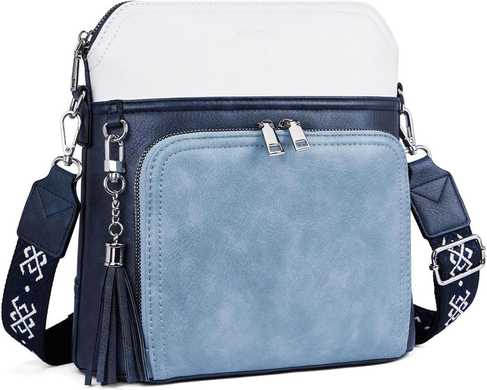 Roulens Crossbody Purse for Women Vegan Leather Medium Crossbody Wallet Bag for Travel Women Shoulder Handbags with Tassel