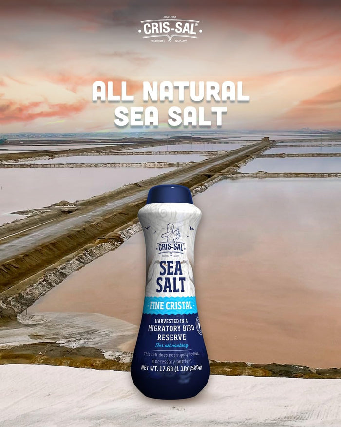 Cris-Sal Gourmet Fine Cristal Sea Salt, Full Flavor Premium Natural Grain, Great for Cooking, Table Seasoning Recipes, Pantry Friendly, 17.63 Oz (Pack of 2)
