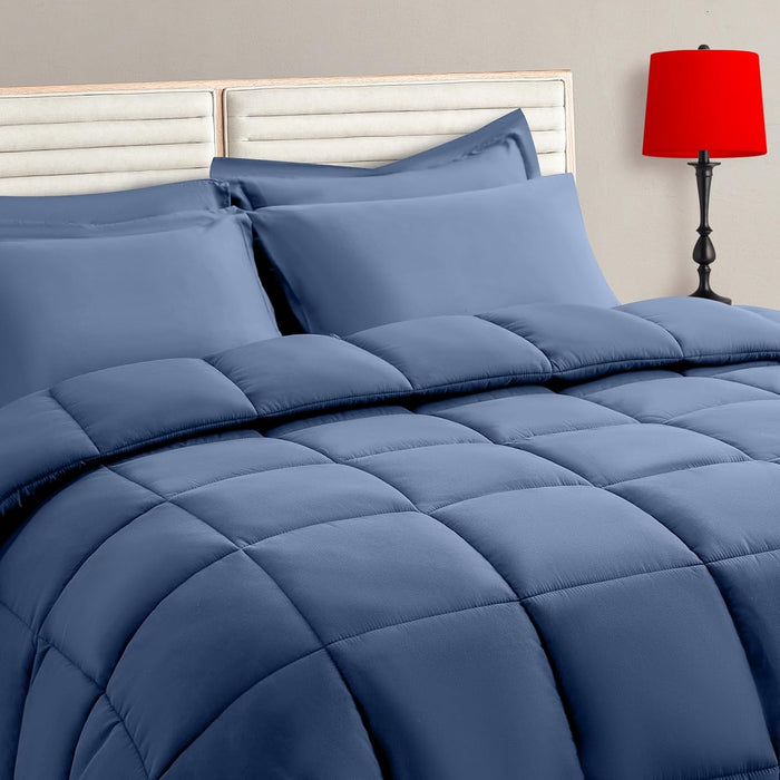 Purple Twin Size Comforter Set - 5 Pieces, Bed in a Bag Bedding Sets with All Season Soft Quilted Warm Fluffy Reversible Comforter,Flat Sheet,Fitted Sheet,1 Pillow Shams,1 Pillowcases